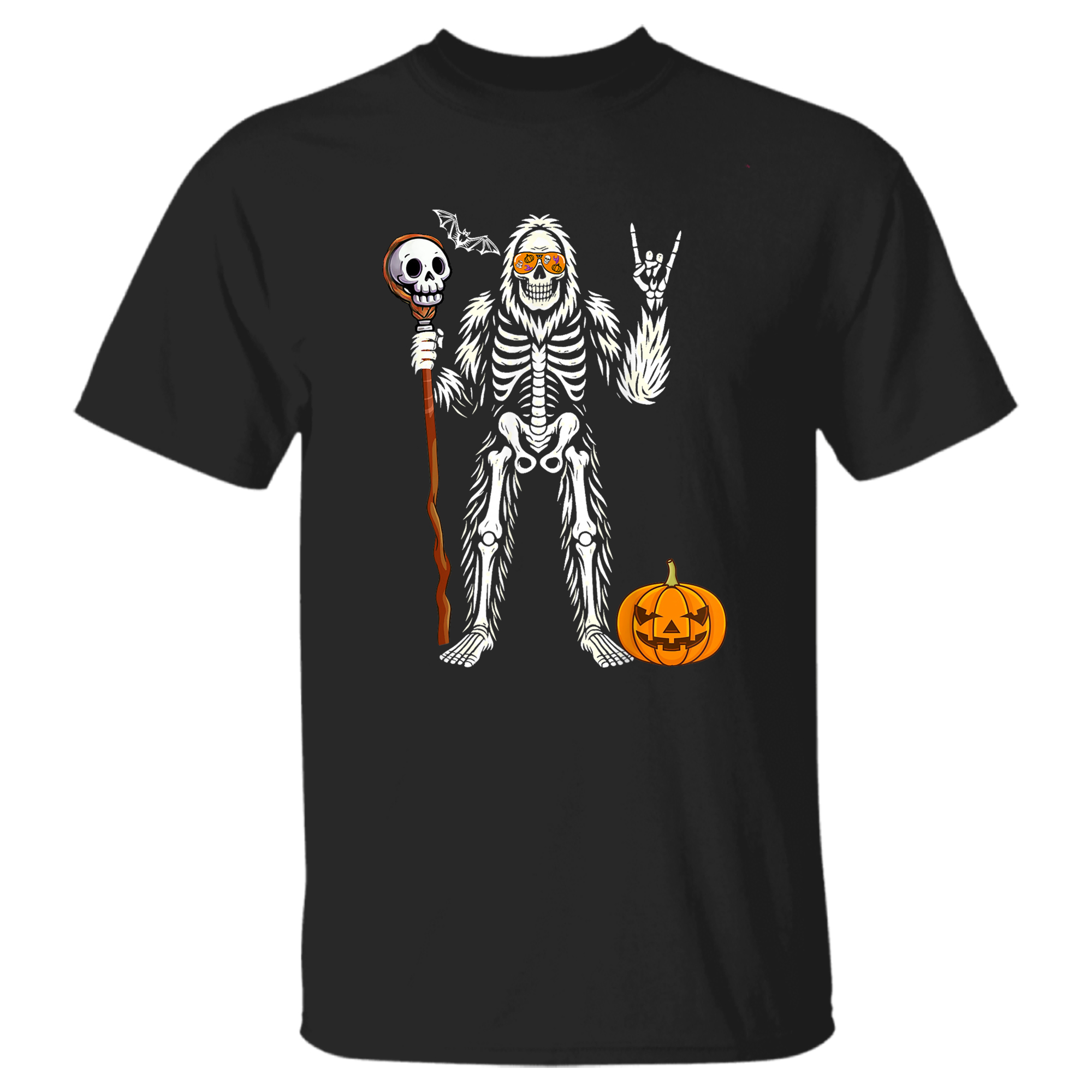 Halloween Skeleton Bigfoot Rock Pumpkin Skull Men Boys T-Shi …