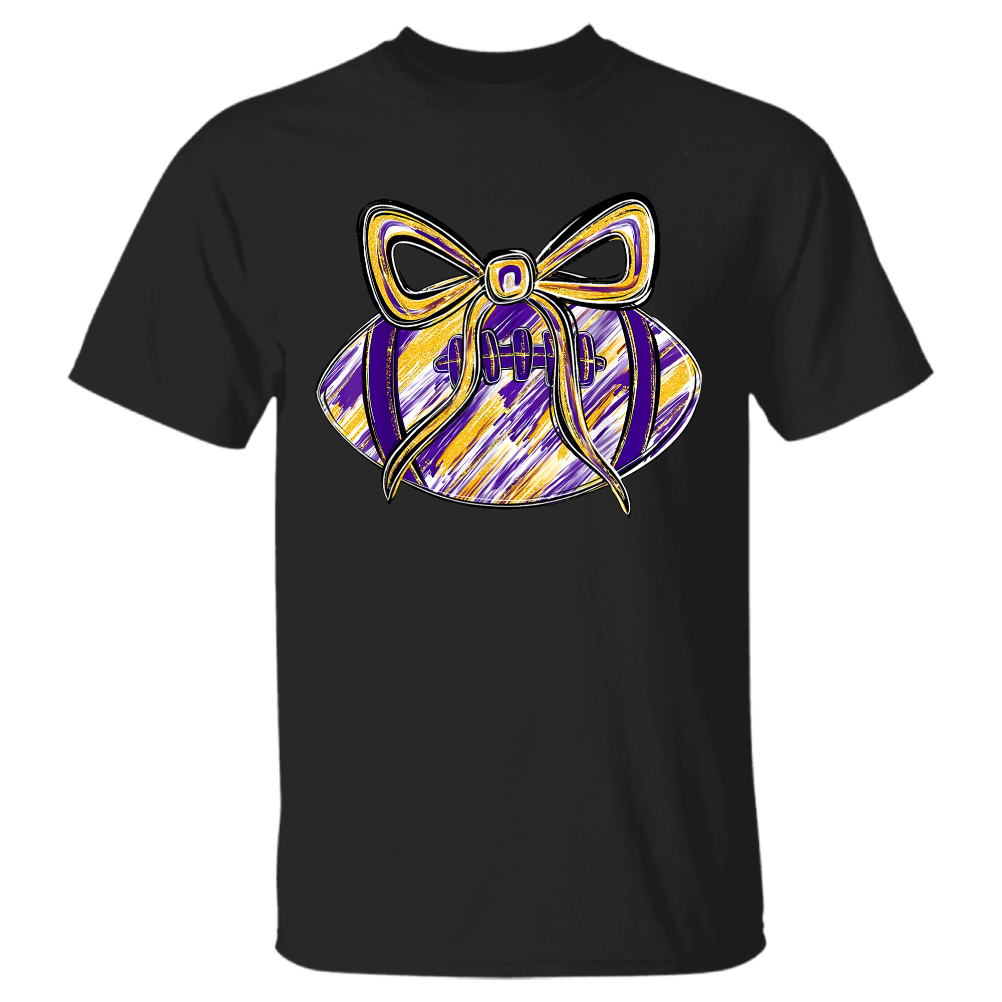 Purple Yellow Gold Football Coquette Bow Touchdown Season T- …